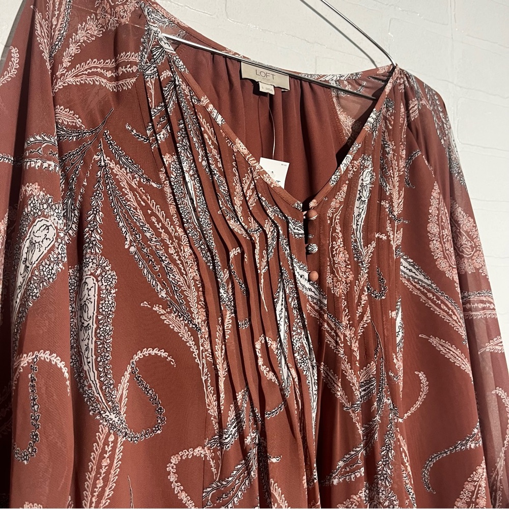 LOFT Womens Dress Flowy Fit Fall Dress Burnt Orange Small Office Dress NWT - Picture 3 of 9